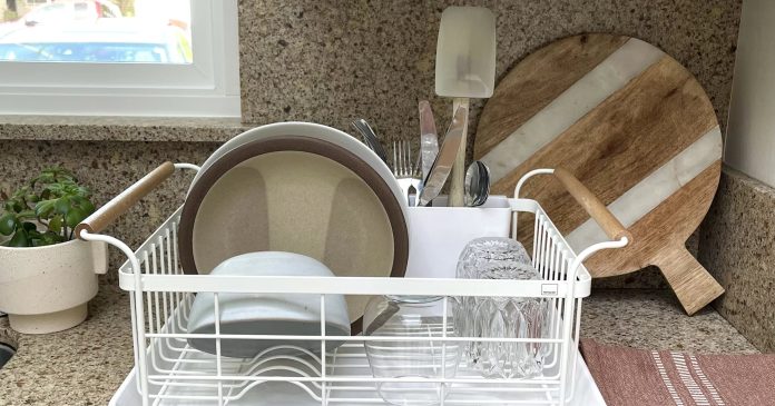 This Beautiful Dish Rack Solved My Runt Counter Dwelling Field